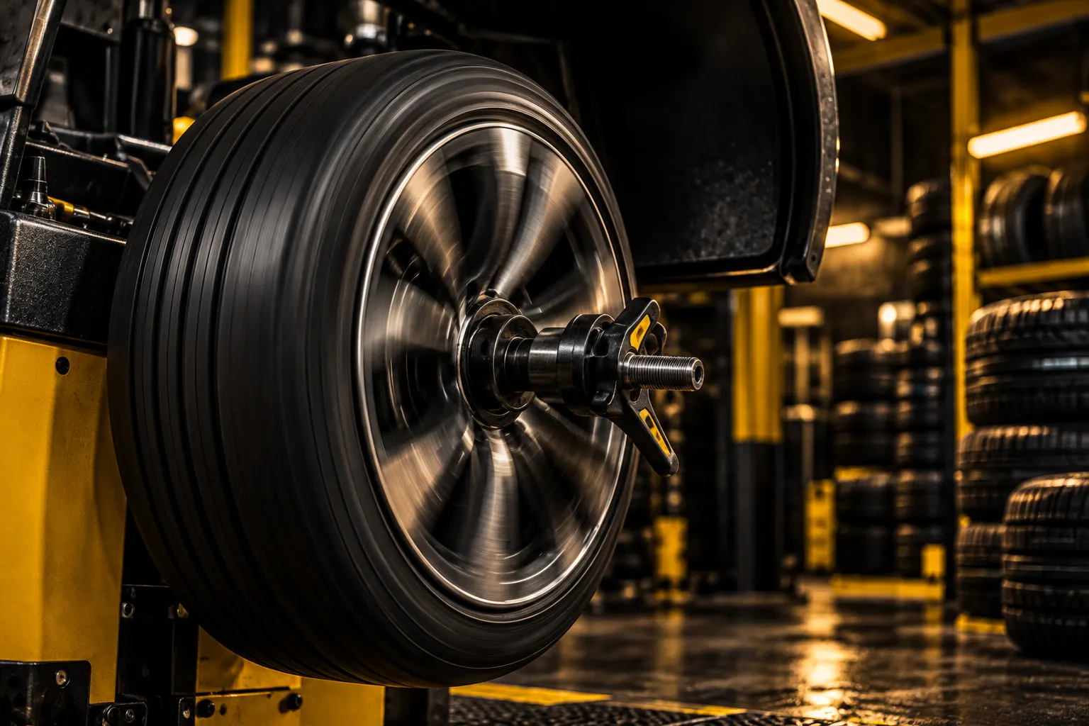 Wheel spinning on a balancing machine